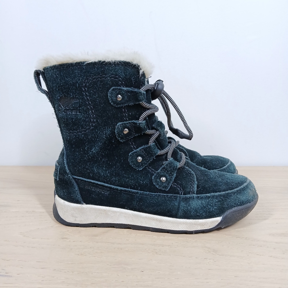 Sorel Black Suede Faux Fur Lace-Up Winter Boots 735 - Picture 5 of 10